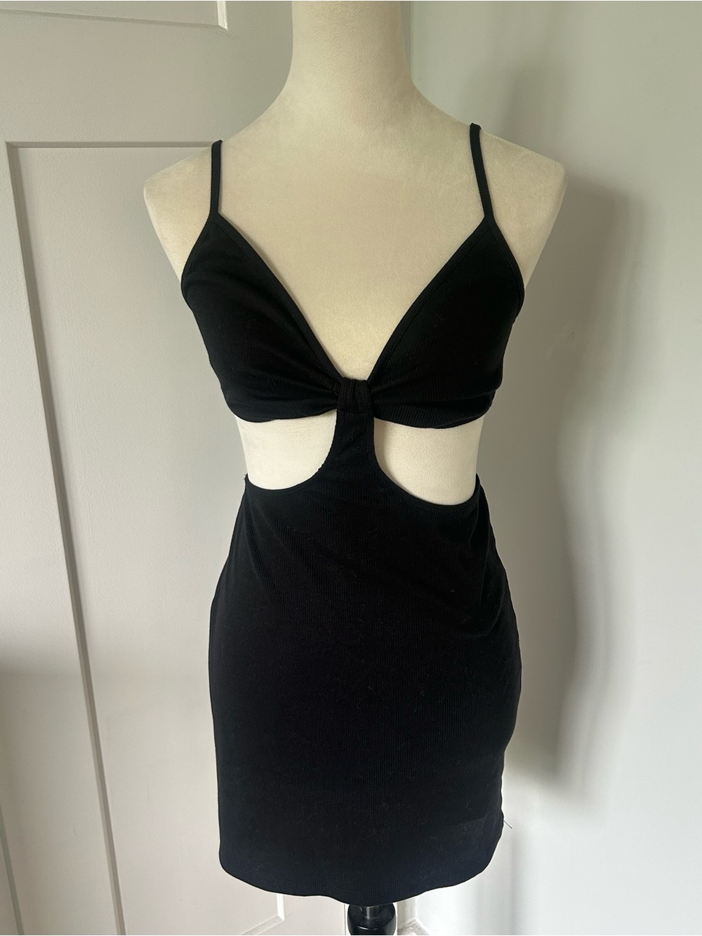 Windsor Black Cutout Mini Dress with Spaghetti Straps